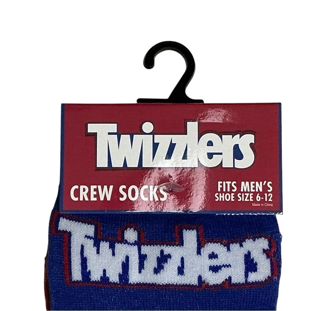 Twizzlers Crew Socks Novelty Funny Red White Blue Unisex Men OS 6-12